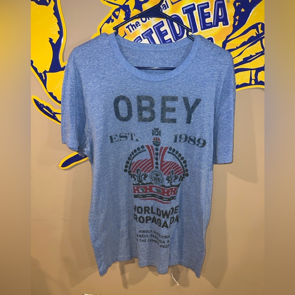 Obey Heather Blue Crown Graphic Tee